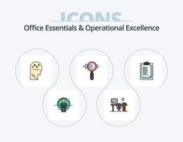 Office Essentials And Operational Exellence Line Filled Icon Pack 5 Icon Design. thinking. success. timmer. process. e shopping vector