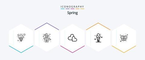 Spring 25 Line icon pack including fly. animal. love. cone. cream vector