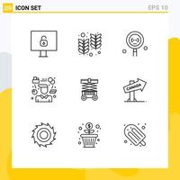 Modern Set of 9 Outlines and symbols such as lift consultant develop tasks manager Editable Vector Design Elements