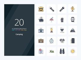 20 Camping line Filled icon for presentation vector