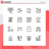 Modern Set of 16 Outlines and symbols such as development app bundle healthcare tablet Editable Vector Design Elements