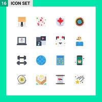 User Interface Pack of 16 Basic Flat Colors of resources global celebration data shield Editable Pack of Creative Vector Design Elements