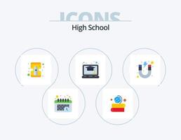 High School Flat Icon Pack 5 Icon Design. study. magnet. sharpener. learn. study vector