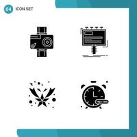 Stock Vector Icon Pack of 4 Line Signs and Symbols for camera promo video advertisement fallen Editable Vector Design Elements