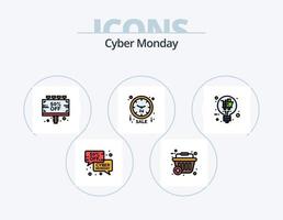 paquete de iconos llenos de línea de lunes cibernético 5 diseño de iconos. idea de venta venta de lunes cibernético. descuento. tienda. cinta vector