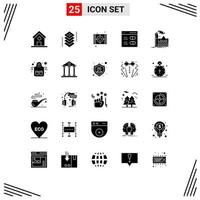 Group of 25 Modern Solid Glyphs Set for pollution settings programing interface paint Editable Vector Design Elements