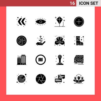 Group of 16 Solid Glyphs Signs and Symbols for pizza new fun create add Editable Vector Design Elements