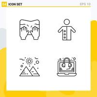 Set of 4 Modern UI Icons Symbols Signs for massage planet text people sun Editable Vector Design Elements