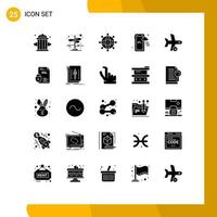 25 User Interface Solid Glyph Pack of modern Signs and Symbols of landing weather business rainy worldwide Editable Vector Design Elements