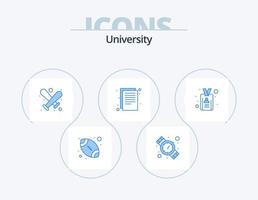 paquete de iconos azul universitario 5 diseño de iconos. identificación. papel. béisbol. notas documentos vector