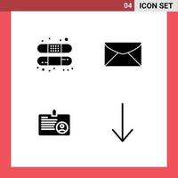 4 Thematic Vector Solid Glyphs and Editable Symbols of aid card treatment education employee Editable Vector Design Elements