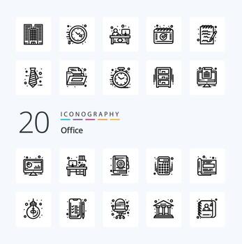 20 Office Line icon Pack like office design address money accounts vector