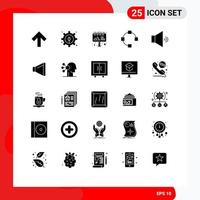 Mobile Interface Solid Glyph Set of 25 Pictograms of concentration abilities billboard volume sound Editable Vector Design Elements