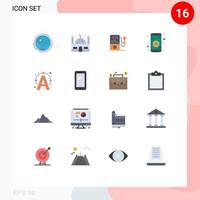 Modern Set of 16 Flat Colors Pictograph of write edit ramadan navigation gps Editable Pack of Creative Vector Design Elements