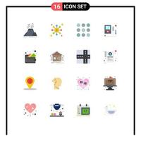 Set of 16 Vector Flat Colors on Grid for wallet cash creative multi meter electronics Editable Pack of Creative Vector Design Elements