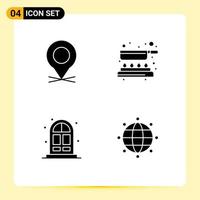 Stock Vector Icon Pack of 4 Line Signs and Symbols for location living pin pan global Editable Vector Design Elements