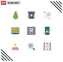 Set of 9 Modern UI Icons Symbols Signs for statistics analytics sun graph star Editable Vector Design Elements