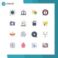 16 Flat Color concept for Websites Mobile and Apps web text route photo secure Editable Pack of Creative Vector Design Elements