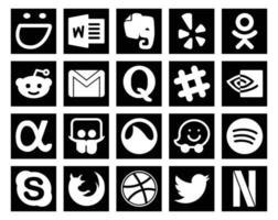 20 Social Media Icon Pack Including waze slideshare mail app net chat vector