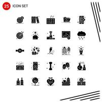 Pack of 25 creative Solid Glyphs of software file computer exploit keyboard Editable Vector Design Elements