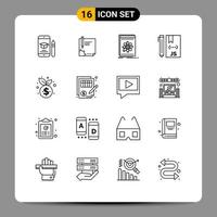 Stock Vector Icon Pack of 16 Line Signs and Symbols for cloud platform page developer api Editable Vector Design Elements