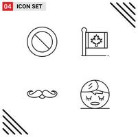 4 Universal Filledline Flat Colors Set for Web and Mobile Applications ban hipster flag leaf male Editable Vector Design Elements