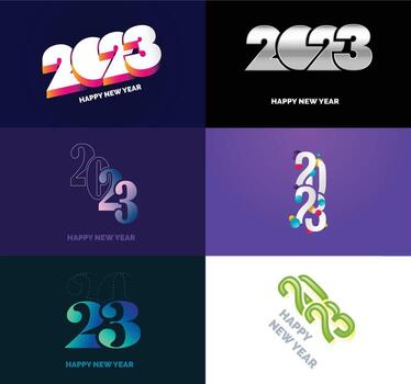 Big Set of 2023 Happy New Year logo text design 2023 number design template vector