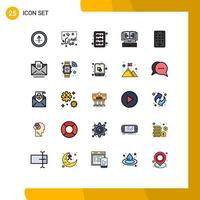 Mobile Interface Filled line Flat Color Set of 25 Pictograms of key education lettering book knowledge Editable Vector Design Elements