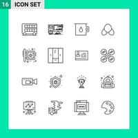 Set of 16 Modern UI Icons Symbols Signs for clothing bikini workstation beach pot Editable Vector Design Elements