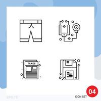 Universal Icon Symbols Group of 4 Modern Filledline Flat Colors of pants paper doctor tools disk Editable Vector Design Elements