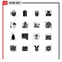 Set of 16 Modern UI Icons Symbols Signs for production industry real estate industrial craft Editable Vector Design Elements