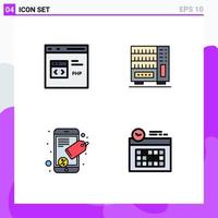 4 Creative Icons Modern Signs and Symbols of code connect development interior seo tag Editable Vector Design Elements