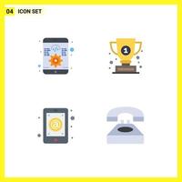 Stock Vector Icon Pack of 4 Line Signs and Symbols for app email responsive winner mail Editable Vector Design Elements