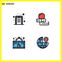 Pictogram Set of 4 Simple Filledline Flat Colors of access university pin knowledge cafe Editable Vector Design Elements