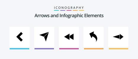 paquete de iconos de glifo de flecha 5 que incluye . derecho. espalda. flecha. hasta. diseño de iconos creativos vector