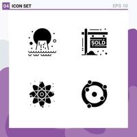 Group of 4 Solid Glyphs Signs and Symbols for pipe atom sewage property power Editable Vector Design Elements