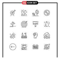 16 User Interface Outline Pack of modern Signs and Symbols of athlete disk earth dvd nature Editable Vector Design Elements