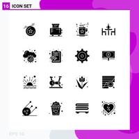 16 User Interface Solid Glyph Pack of modern Signs and Symbols of management cloud coffee meeting debate Editable Vector Design Elements