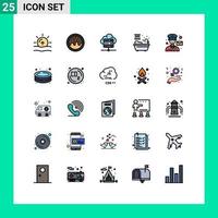 Group of 25 Filled line Flat Colors Signs and Symbols for postman man network server mail water Editable Vector Design Elements