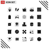 Mobile Interface Solid Glyph Set of 25 Pictograms of horror halloween fireworks eve shopping cart Editable Vector Design Elements