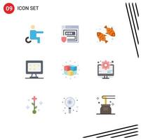 Stock Vector Icon Pack of 9 Line Signs and Symbols for labyrinth star diet rate business Editable Vector Design Elements