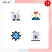 4 Flat Icon concept for Websites Mobile and Apps oil globe avatar people gear Editable Vector Design Elements