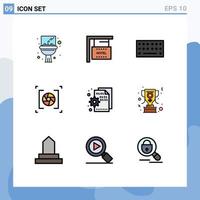 9 iconos creativos signos y símbolos modernos de código navegador hardware fotografía apertura elementos de diseño vectorial editables vector