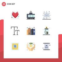 User Interface Pack of 9 Basic Flat Colors of business files spider document history Editable Vector Design Elements