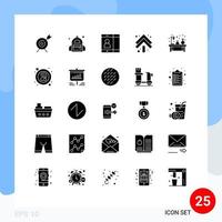 Set of 25 Vector Solid Glyphs on Grid for lamp flask user experiment double Editable Vector Design Elements