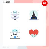 4 Flat Icon concept for Websites Mobile and Apps fountain antenna tourism souvenir signal Editable Vector Design Elements