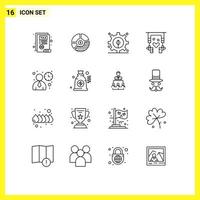 16 Creative Icons Modern Signs and Symbols of interface nature seo music power Editable Vector Design Elements