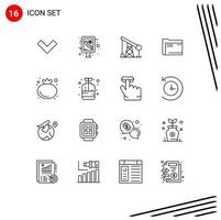 User Interface Pack of 16 Basic Outlines of storage empty industry document archive Editable Vector Design Elements