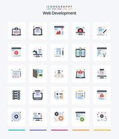 Creative Web Development 25 Flat icon pack  Such As language. serving. chart. website. speed vector