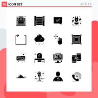 Pictogram Set of 16 Simple Solid Glyphs of cloud loop chat approve arrow green Editable Vector Design Elements